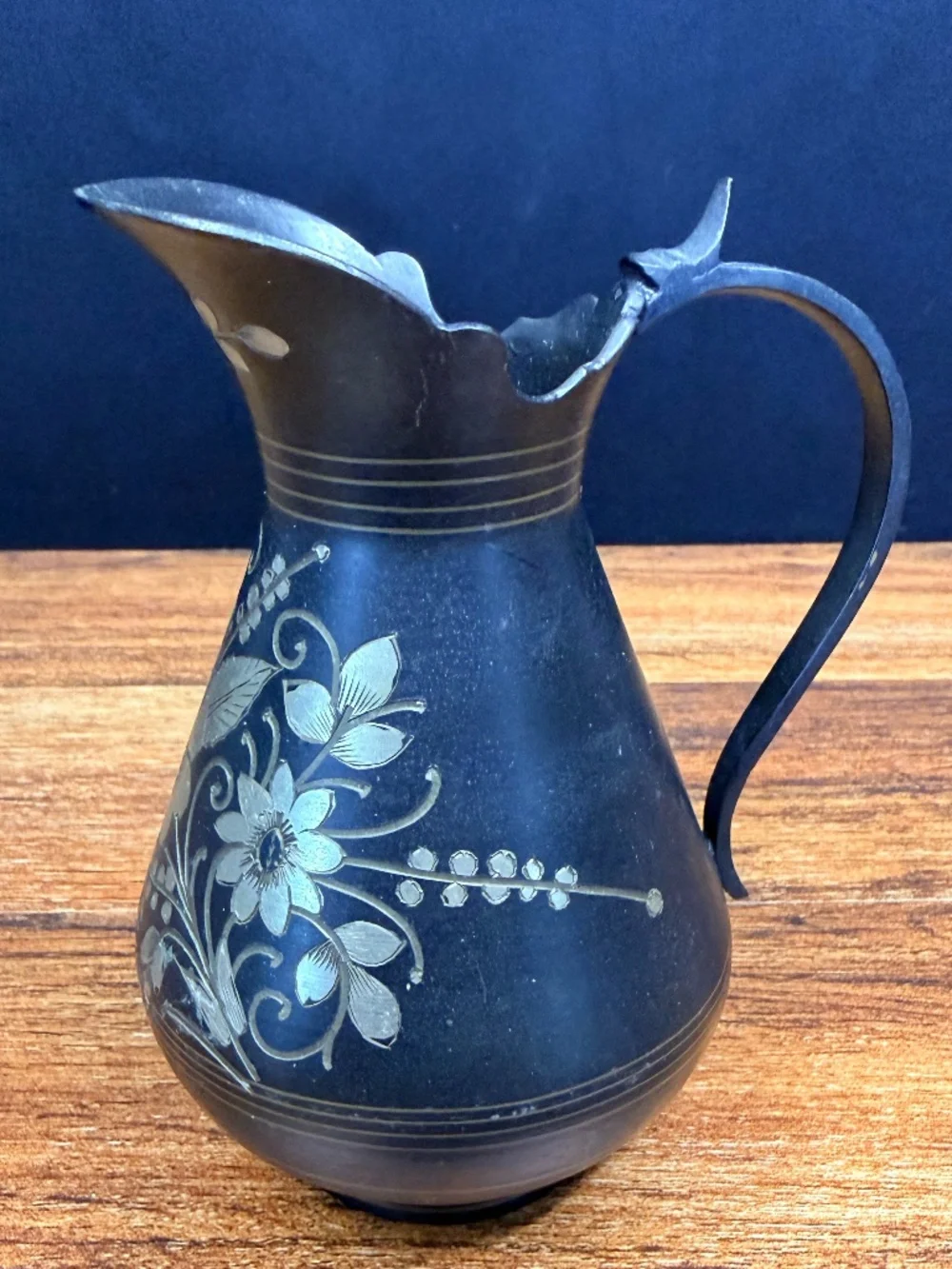 5” Pitcher/Vase with Etched Flowers